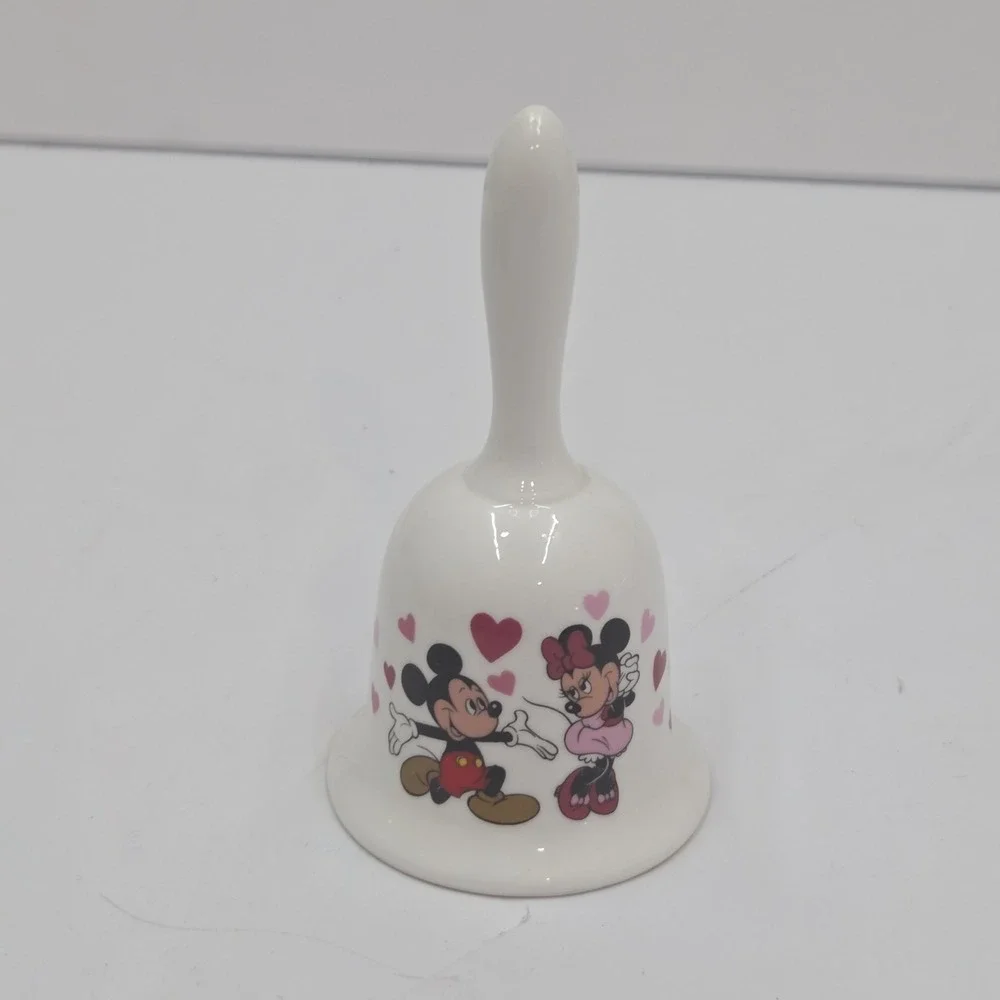 VTG Disney Mickey Minnie Valentine Hearts Bone China‎ Bell Japan